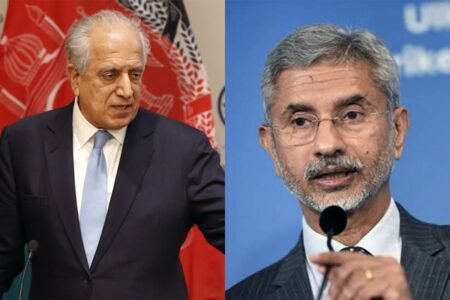 گفتگو پیرامون آخرین پیشرفت‌های صلح افغانستان میان زلمی خلیل‌زاد و وزیر خارجه هند